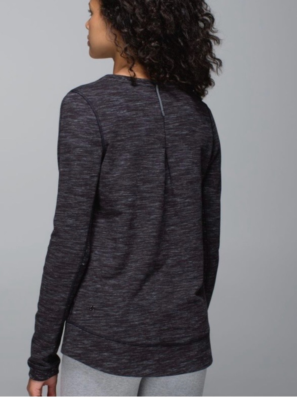 Lululemon Exhalation Pullover II Heathered Marled Black Top Size 10